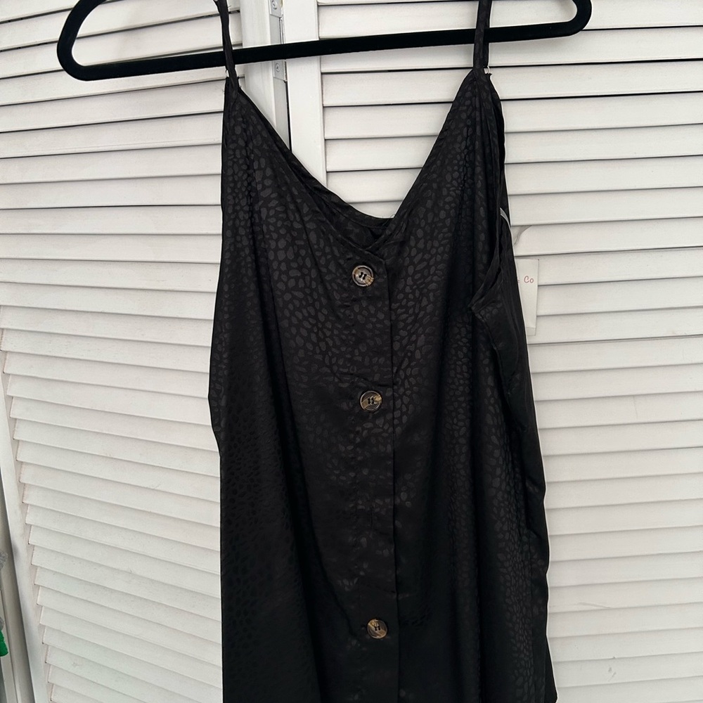 Black Textured Button-Down Dress